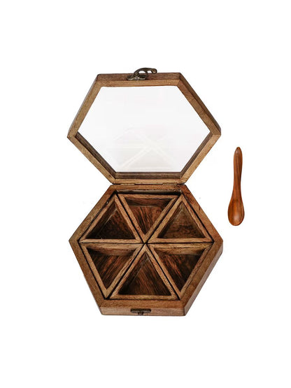 Handcrafted Sheesham Wooden Spice Box | Wayne Decor
