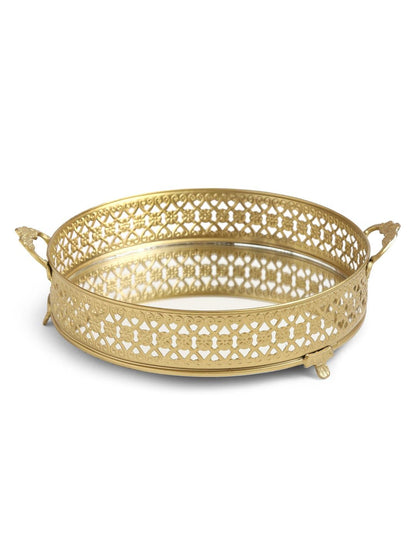 Traditional Lattice Serving Trays with Mirror Base